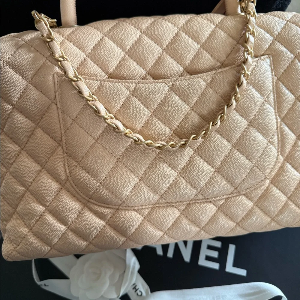 Coco Chanel beige quilted caviar, medium coco top